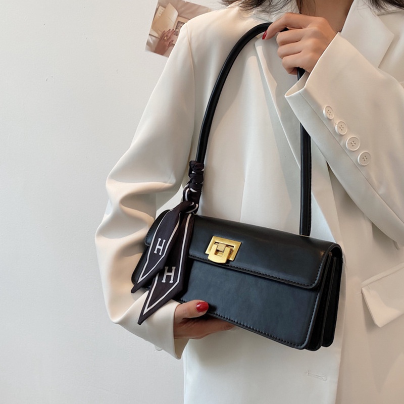 Túi đeo vai IELGY cứng phối khóa kèm khăn lụa thiết kế thời trang cho nữ