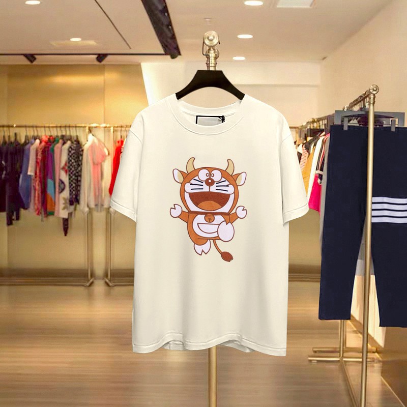 Áo Thun Ngắn Tay Họa Tiết Gucci Doraemon Trẻ Trung Dành Cho Nam Và Nữ