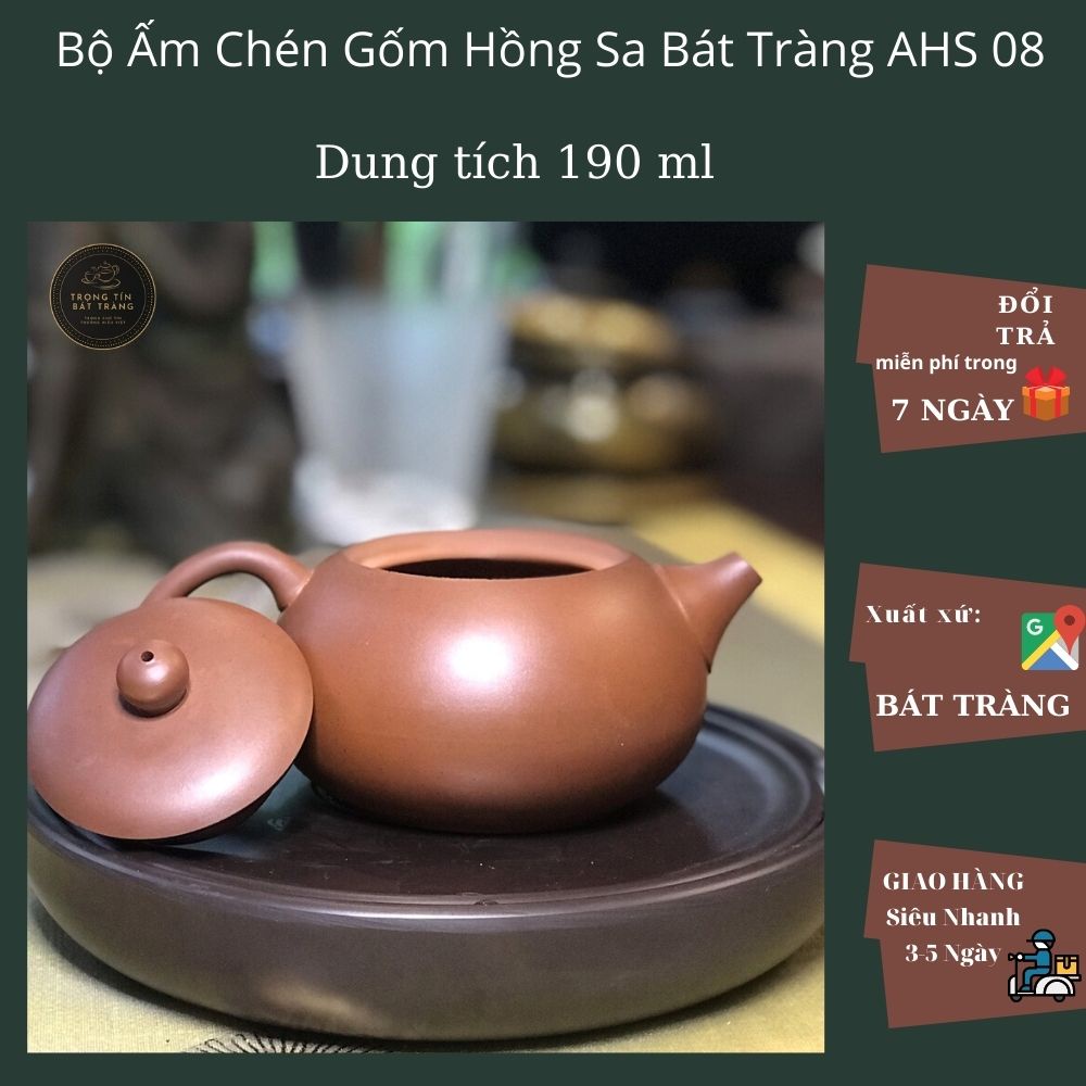 Ấm Trà Đạo Gốm Tử Sa Bát Tràng Dáng Tây Thi Dung Tích 190ml (Ấm Lẻ) AHS 08