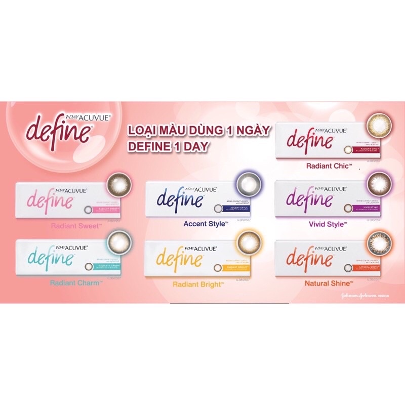 (8.5/14.2) Kính áp tròng màu 1 ngày cận &gt;9 ACUVUE Define (Johnson &amp; Johnson)