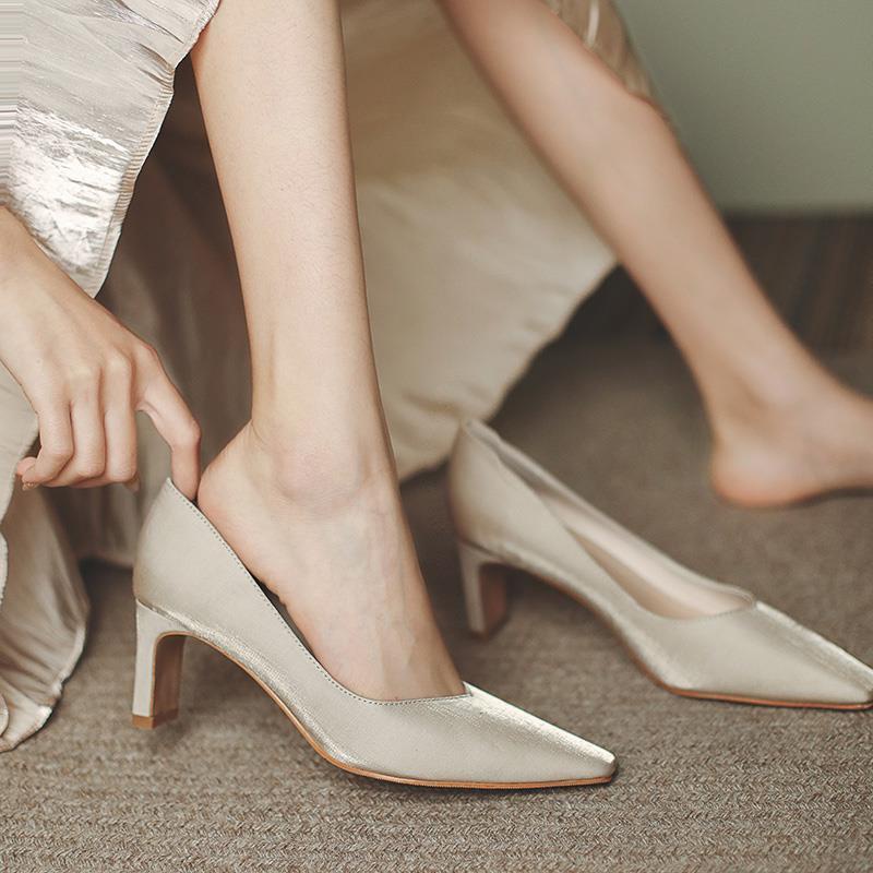 Giày Cao Gót Mũi Vuông Phong Cách retro Pháp Mới Cho Nữ