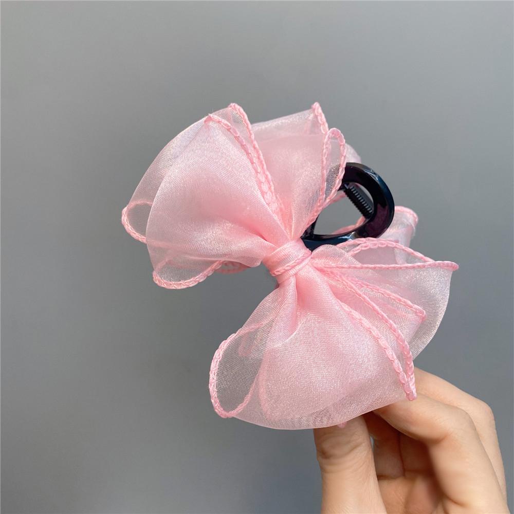 QQMALL Kẹp Tóc Hình Nơ Bằng Vải Organza Thanh Lịch Thời Trang Phong Cách Hàn Quốc