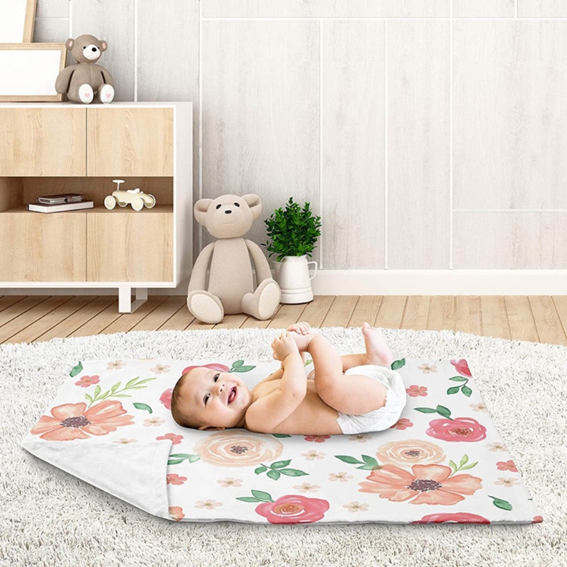 Chăn Quấn 75x100cm Bằng Cotton Mềm Mại In Họa Tiết Hoa Đa Ứng Dụng