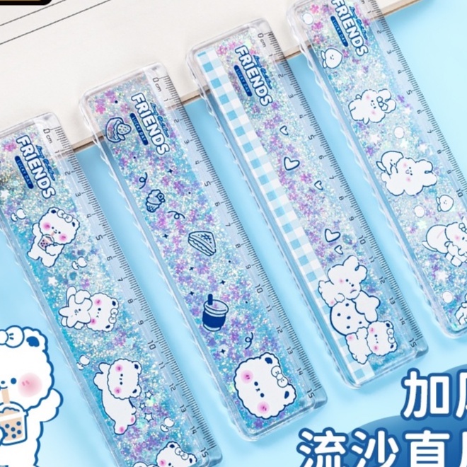 Thước Kẻ Cát Chảy Gấu Thỏ MaiHe Độc Lạ - Thước 15cm