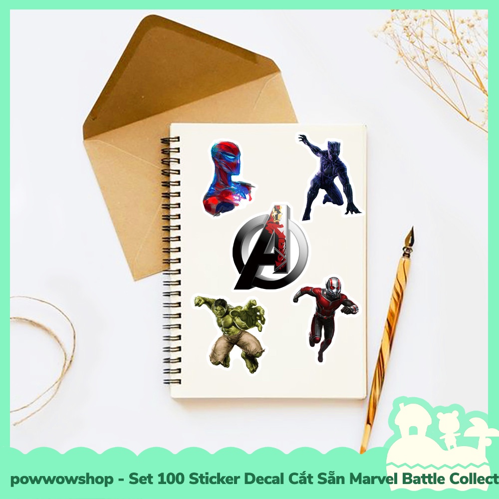 [Sẵn VN - Hỏa Tốc] Set 100 Sticker Mini Decal Dán Trang Trí Vật Dụng Mẫu Marvel Universe Battle Superhero