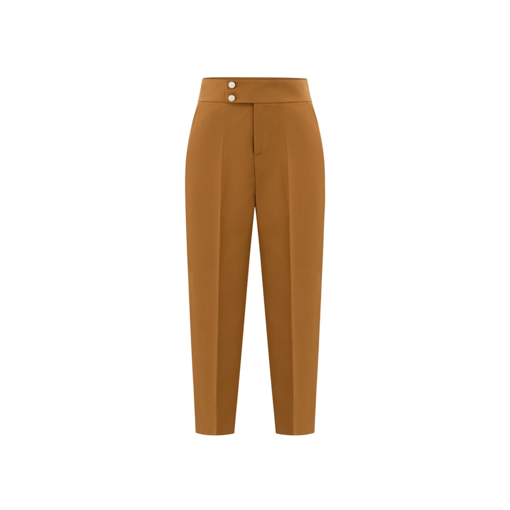 Quần Baggy Công Sở Nữ NKN Delia Nâu Thiết Kế Dáng Dài Basic, Chất Liệu Vải Cao Cấp