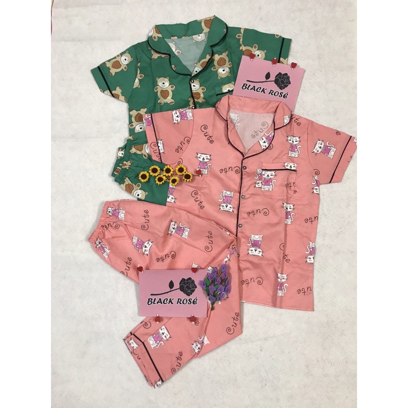 Pijama cộc tay quần dài - bộ ngủ kate thái đẹp - đồ mặc nhà