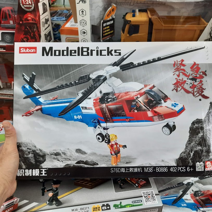 Mô hình lego máy bay trực thăng đồ chơi trẻ em bằng nhựa gồm 402pcs hãng Sluban MS-0886