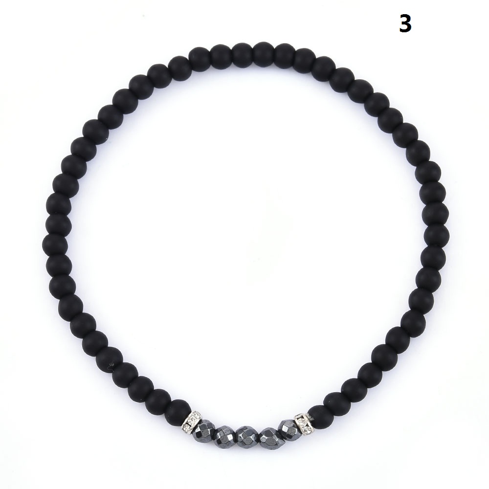 Simple Auspicious Amulet Handmade Bracelet Men's Stone Beaded Bangle Accessories