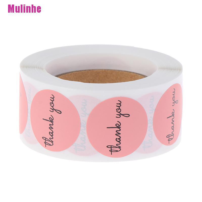 Cuộn 500 Sticker Thank You 1inch Màu Hồng Trang Trí Tiệc
