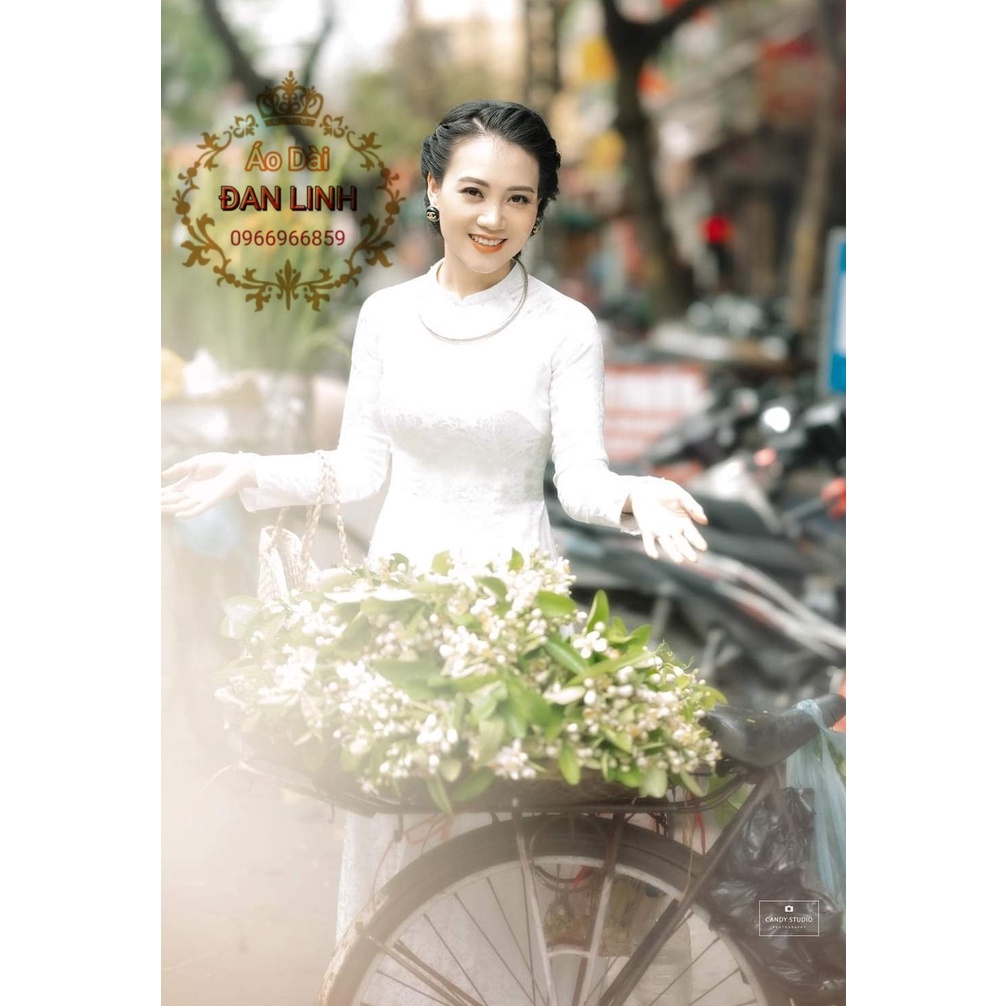 Áo dài gấm trẻ trung, quý phái - 2 màu trắng và đỏ -- Áo Dài Đan Linh