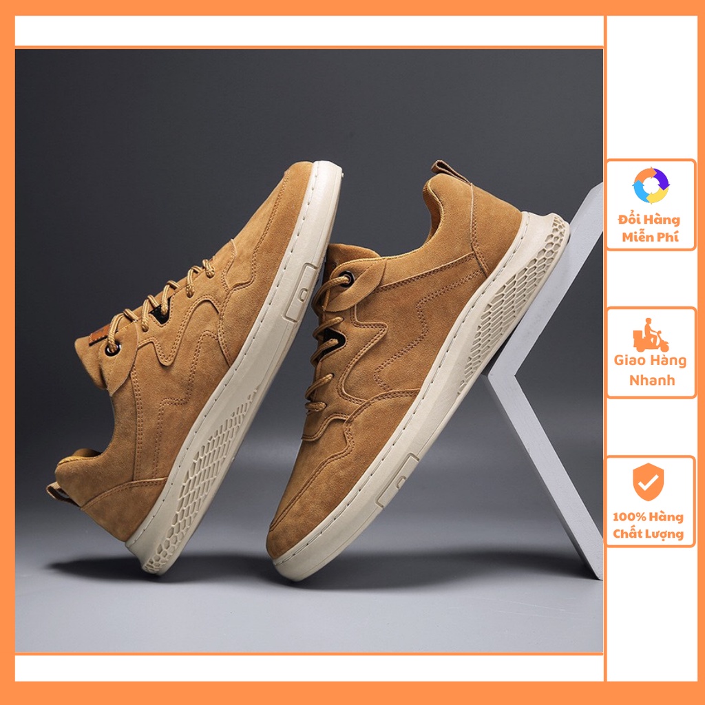 Giày nam da lộn ⚜️Bệu Store⚜️ Giày Sneaker Da Lộn Cổ Thấp - Giày thể thao da lộn chất dày dặn đế cao su siêu bền đẹp