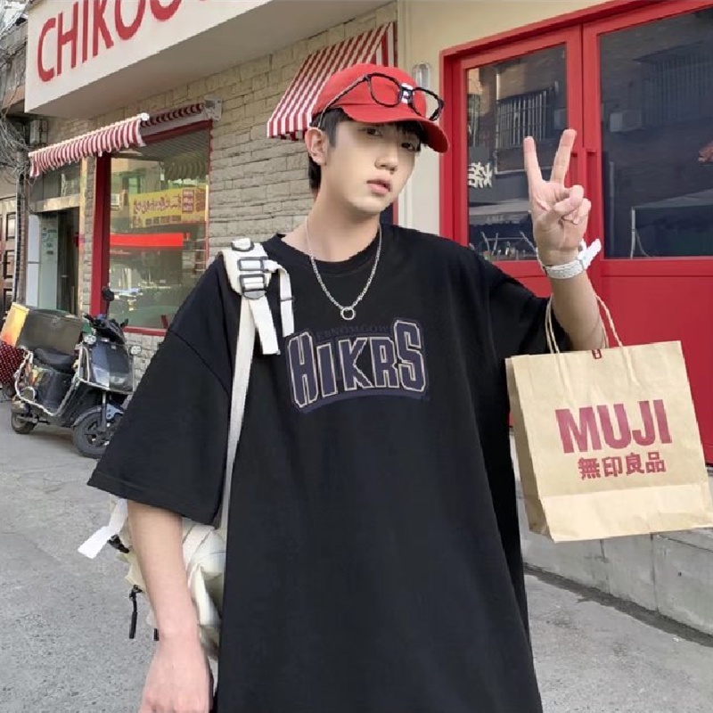 Áo Thun Tay Ngắn Dáng Rộng In Chữ Thời Trang Mùa Hè Phong Cách Hàn Quốc Cho Nam Size M-8XL