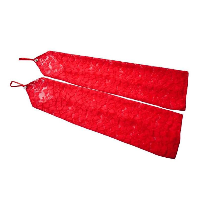 Găng tay dài hở ngón phối ren màu đỏ / đen / trắng quyến rũ