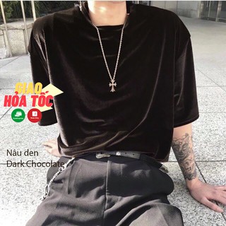 Áo thun nhung Nâu Dark Chocolate oversized nam nữ