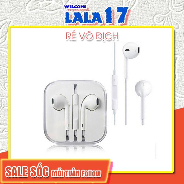 Tai nghe iphone Tai Nghe Nhét Tai 3.5mm Giá Rẻ chân jack 5/5s/6/6s/plus Xiaomi Samsung oppo logo táo - Lala17