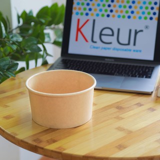 [Freeship] Combo 100 Tô Giấy SALAD KRAFT 1000 ml Kèm Nắp Nhựa |Kleur Paper Cup
