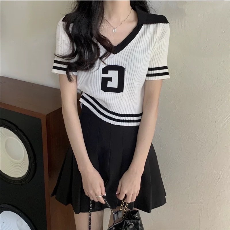 Áo Len Mongtoghi cổ Polo chữ G Siêu xinh, Áo Len Bóng Chày Cổ Bẻ