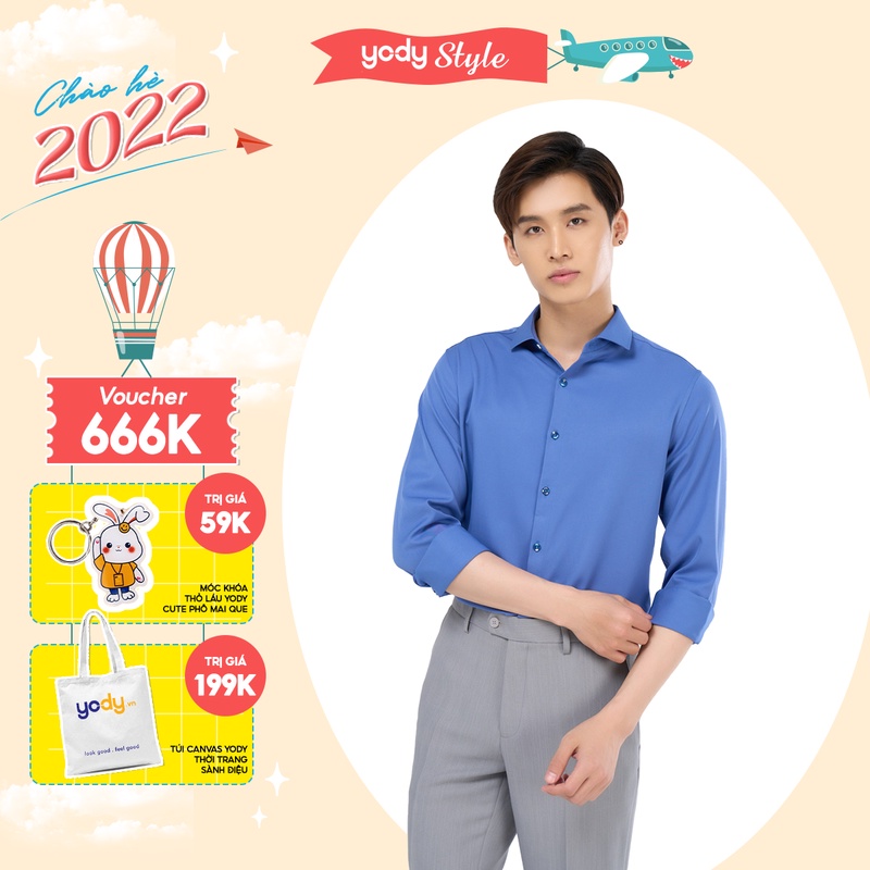 Áo sơ mi nam YODY vải Nano màu trắng dài tay có cổ thời trang công sở - SMM4073