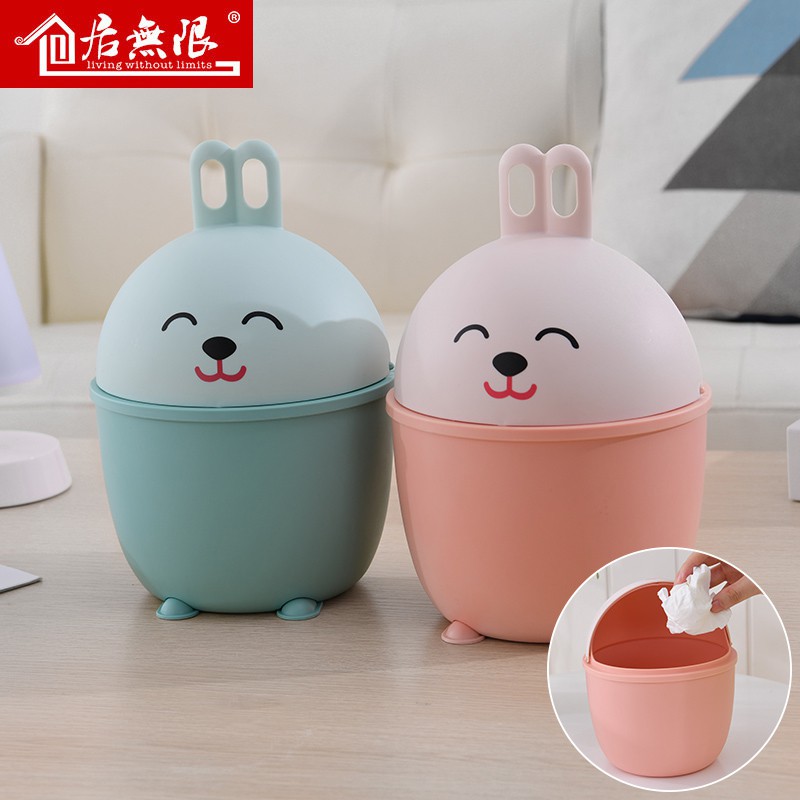 Thùng Rác Mini Để Bàn Họa Tiết Hoạt Hình Dễ Thương Sáng Tạo Cho Bé Gái