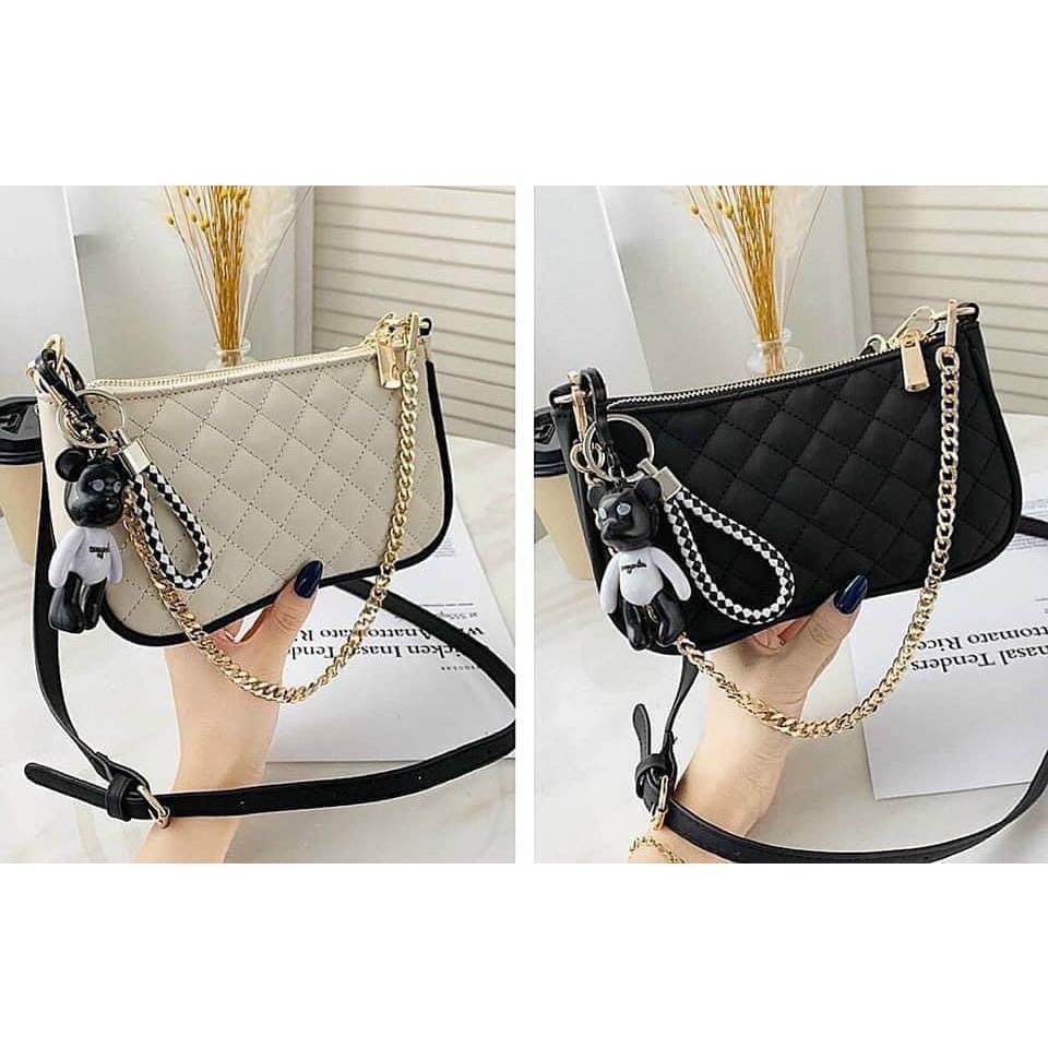 Túi xách nữ đeo chéo đeo vai kẹp nách dây da pha xích thời trang công sở cao cấp giá rẻ