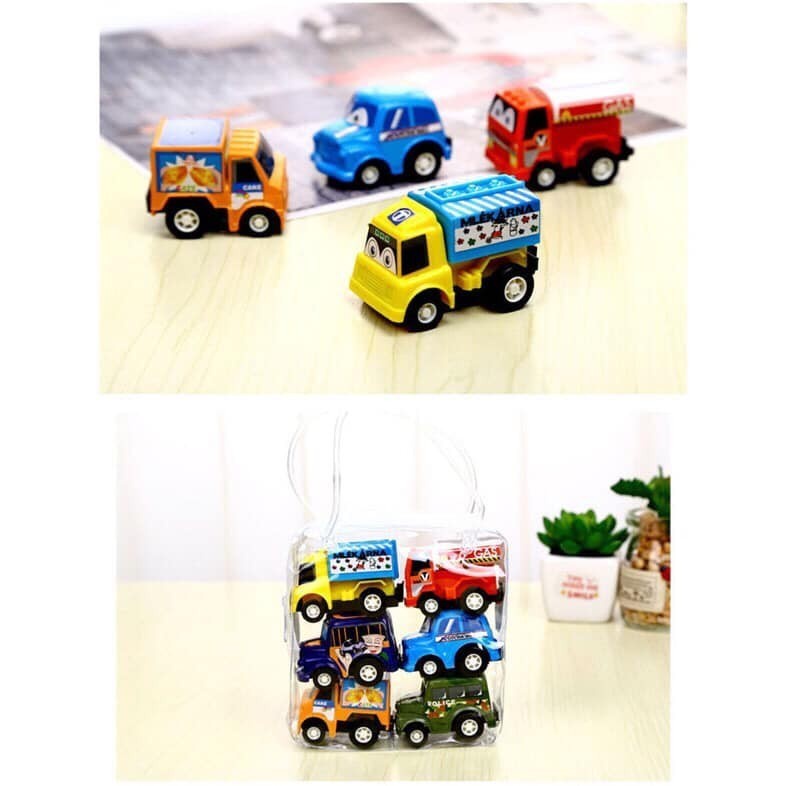 Đồ chơi ô tô 6 chiếc bánh đà cho bé oto tự chạy o to mini