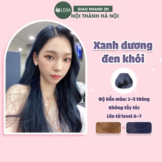 thuốc nhuộm tóc màu xanh dương đen khói không cần tẩy tặng kèm oxy trợ nhuộm,găng tay, LEDA