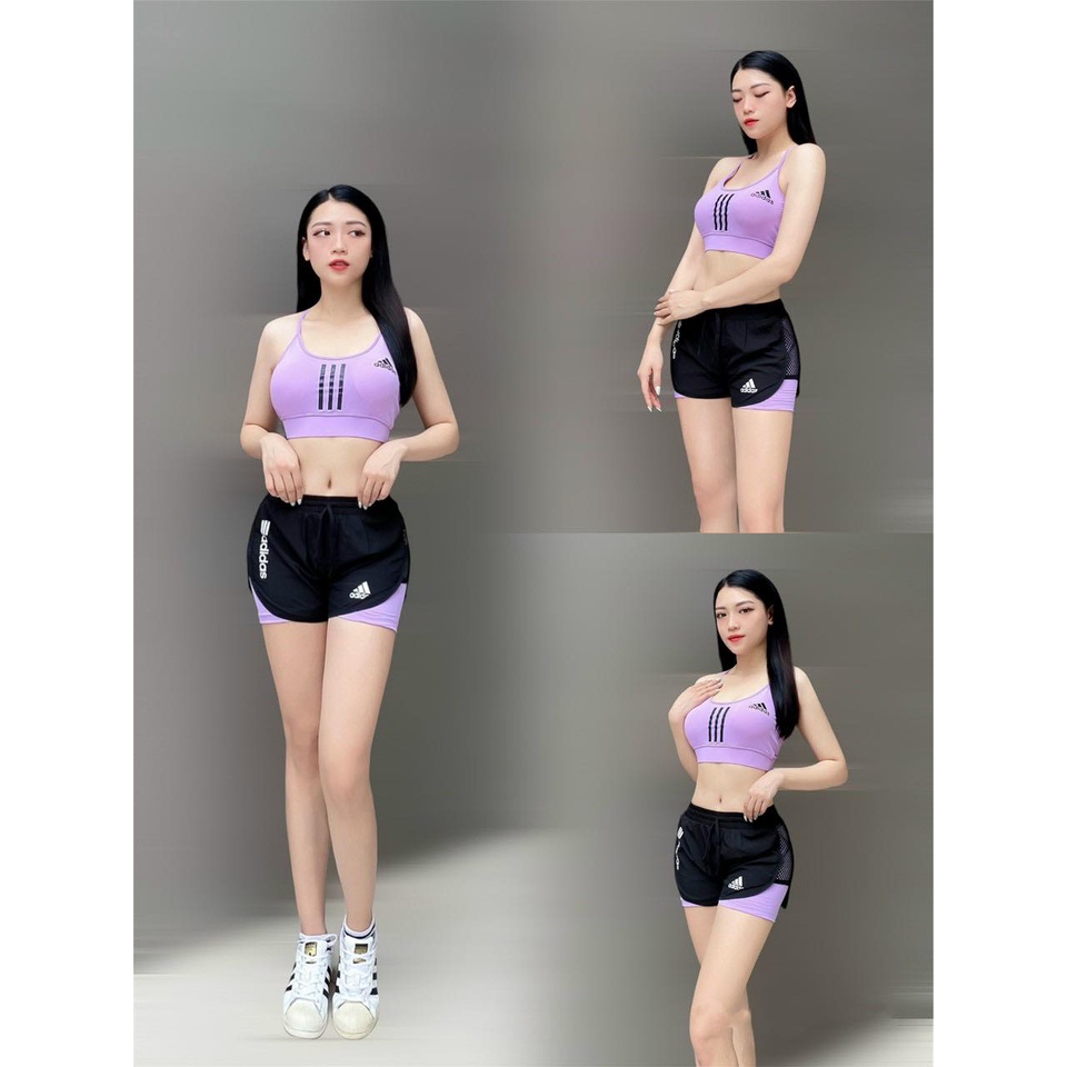 Đồ tập gym yoga zumba aerobic nữ giá rẻ set đùi Das quần 2 Lớp áo bra( sẵn mút) siêu hot