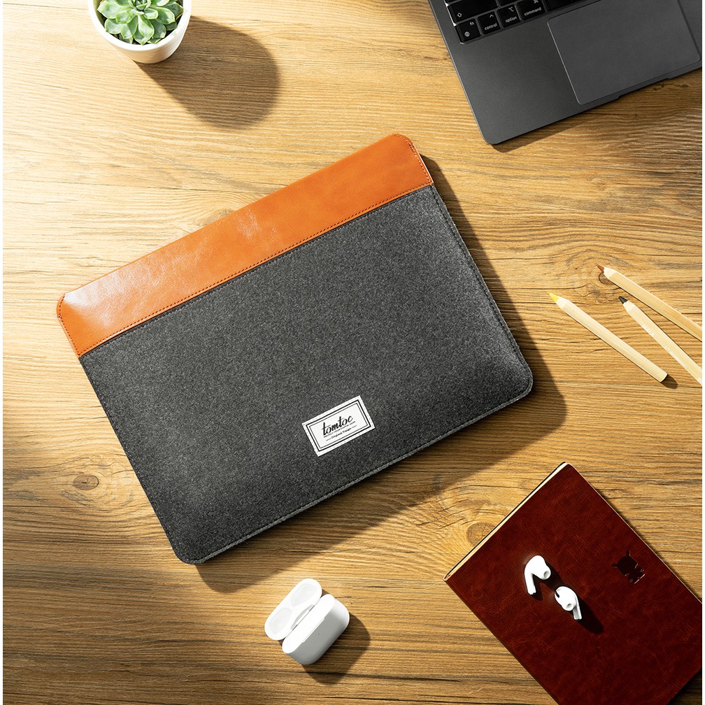 TÚI CHỐNG SỐC TOMTOC (USA) FELT & PU LEATHER FOR MACBOOK PRO/AIR 13″ NEW - H16-C02Y - HÀNG CHÍNH HÃNG