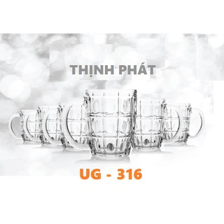 Bộ 6 ly quai thủy tinh ug 316 thái lan - ly uống bia thái lan hàng chính hãng