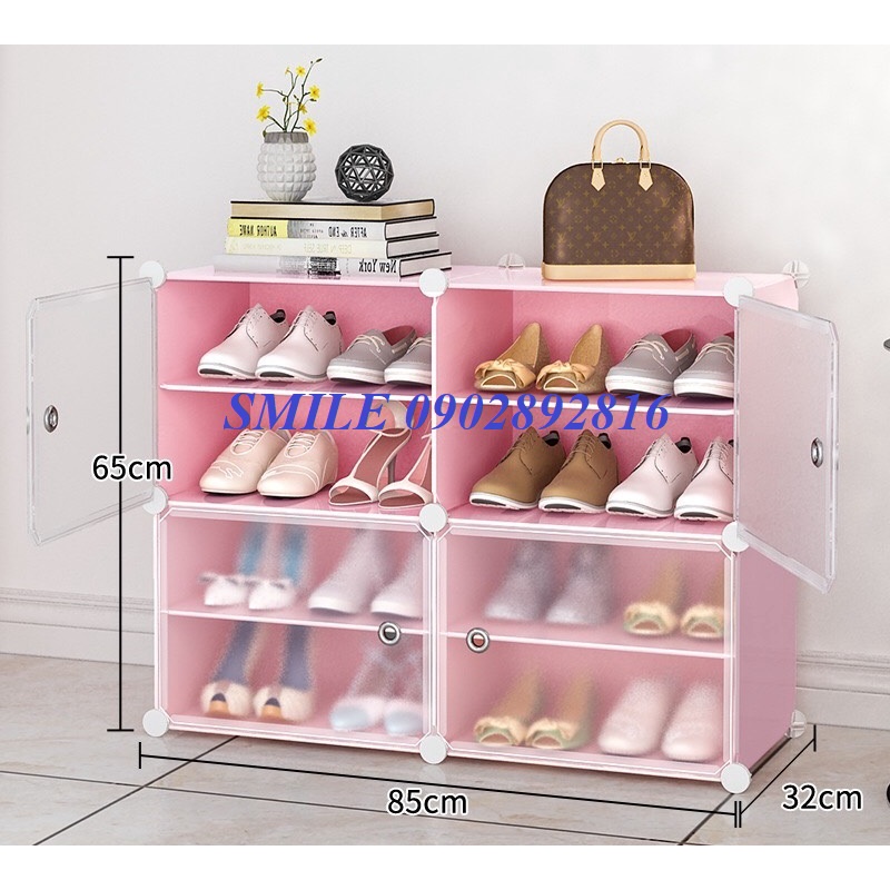 {MỚI VỀ} TỦ NHỰA LẮP GHÉP ĐỂ GIÀY DÉP 8 Ngăn GHÉP 2x2 ĐỂ ĐƯỢC 16 ĐÔI GIÀY.