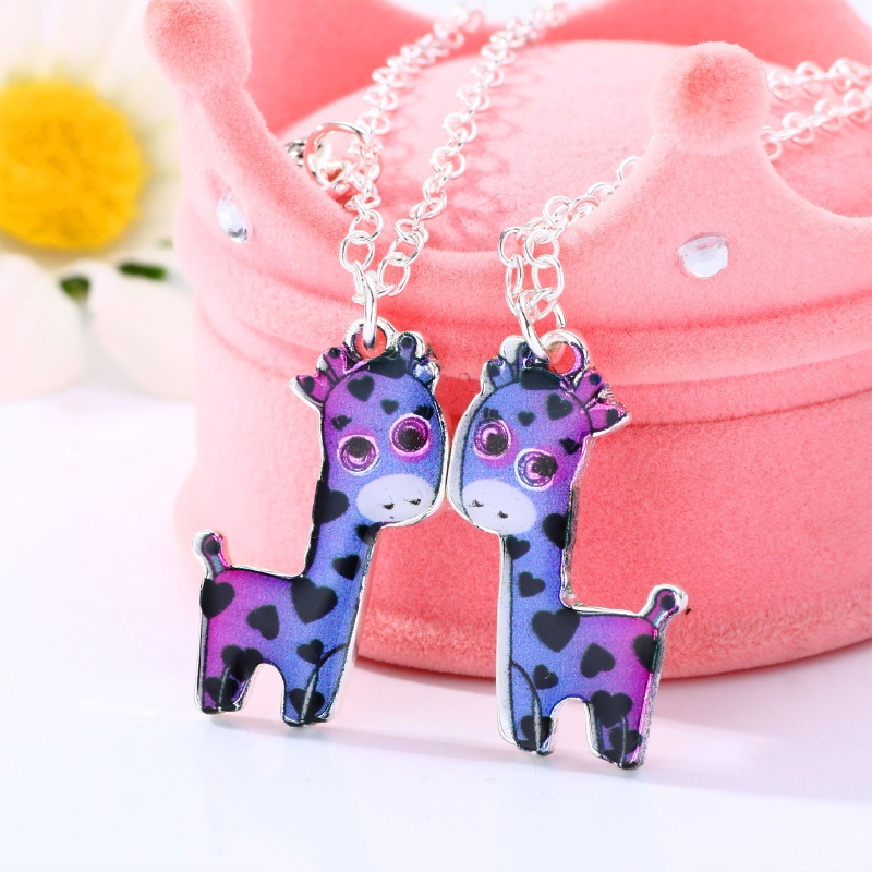 Set 2 Vòng cổ Nam Châm Mặt Hình Trái Tim Hoạt Hình Sáng Tạo Cho Bé