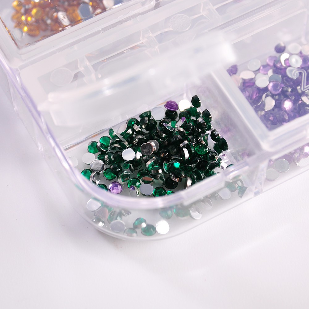 Hộp chứa 1200 hạt kim cương giả dán trang trí móng tay