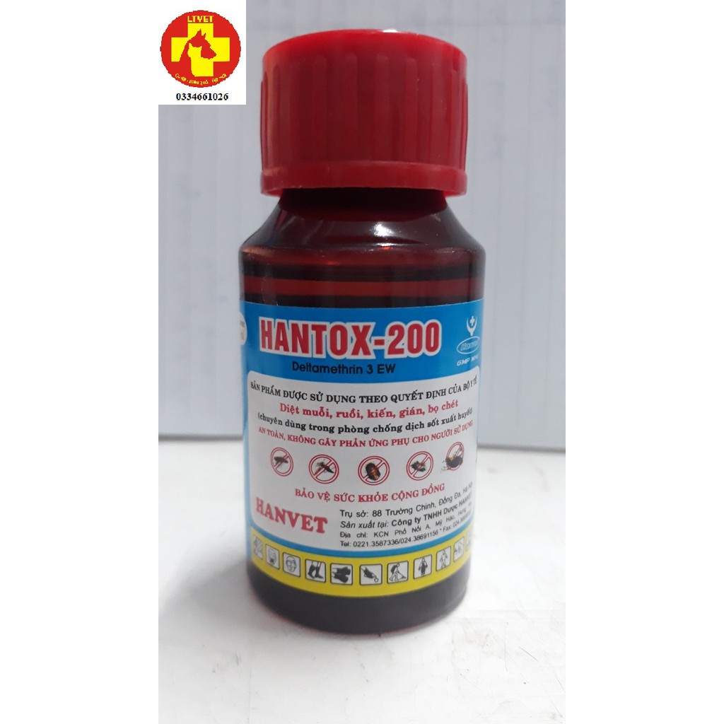 Thuốc diệt muỗi HANTOX-200 lọ 50ml sử dụng trong y tế và cộng đồng - an toàn, không giây phản ứng phụ cho người dùng