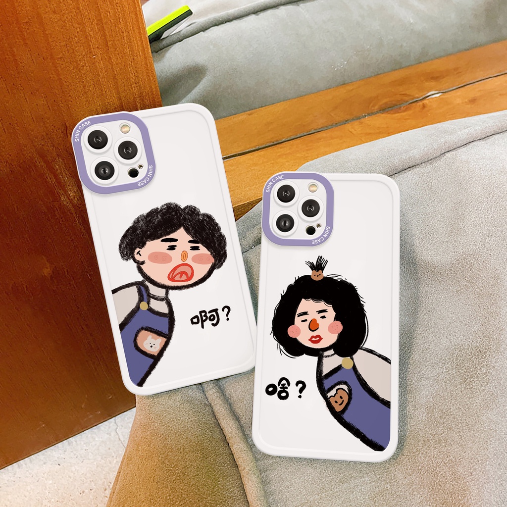 Ốp lưng iphone Bean Couple cạnh vuông 6/6plus/6s/6splus/7/7plus/8/8plus/x/xs/11/12/13/14/pro/max/promax/plus/shin/case