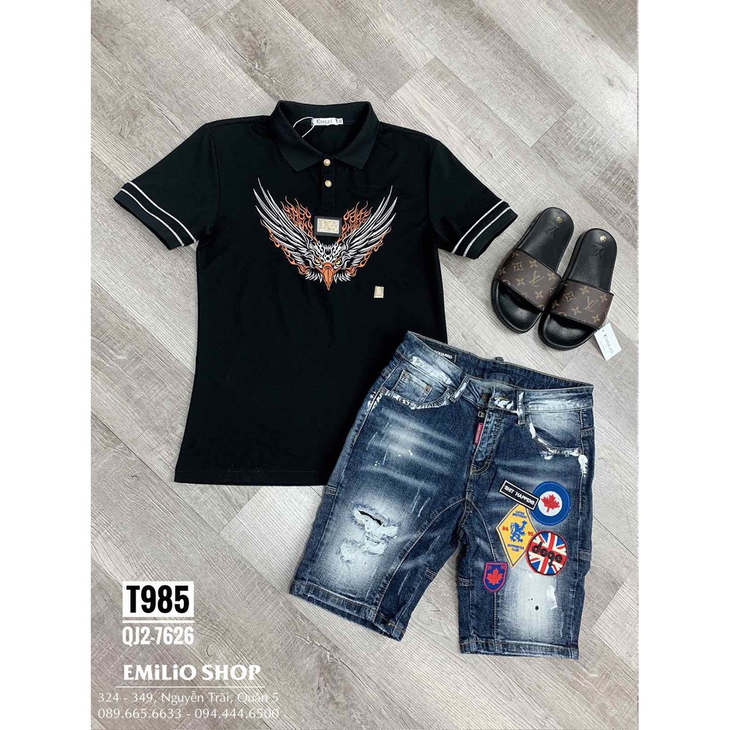 EMILIO - Áo thun nam thêu đại bàng T985