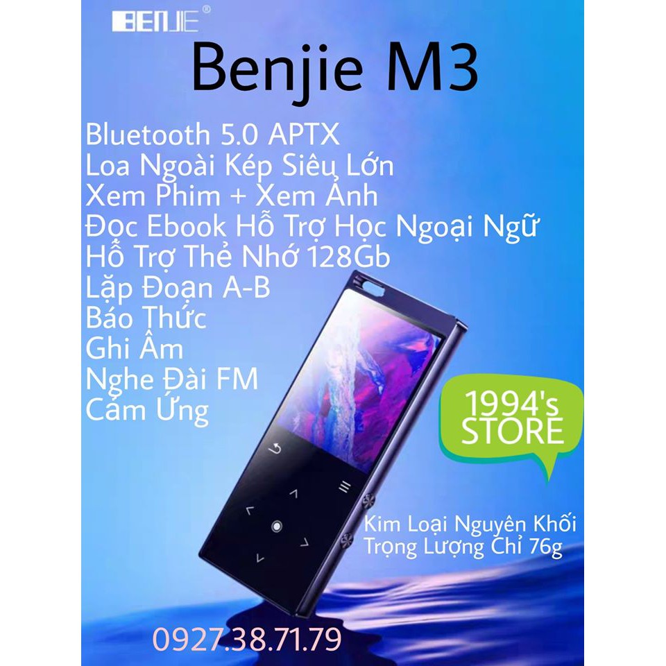 (CÓ SẴN) Máy nghe nhạc Bluetooth 5.0 Benjie K8 8Gb Lossless Loa ngoài Hifi bản 2020 Tặng kèm Tai nghe và Bộ quà tặng