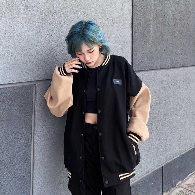 Áo Khoác Bomber Unisex Nỉ Dạ DJAY màu ĐEN/NÂU/XÁM 🏁 Nam nữ unisex/Áo hoodie nút bấm form rộng Jaystoree 🖤