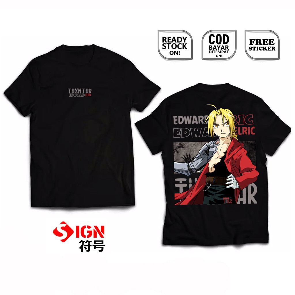 Áo thun in hình Elric Fullmetal Alchemist Anime Manga thời trang nam giá rẻ