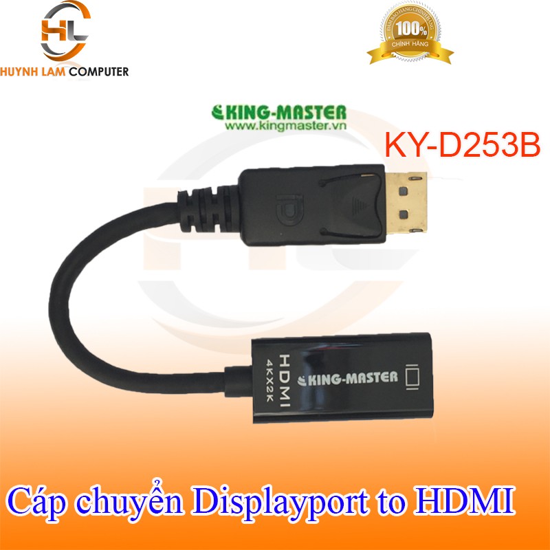 Cáp chuyển đổi DisplayPort to HDMI KingMaster KY-D253B hỗ trợ sắc nét lên đến 4k*2k