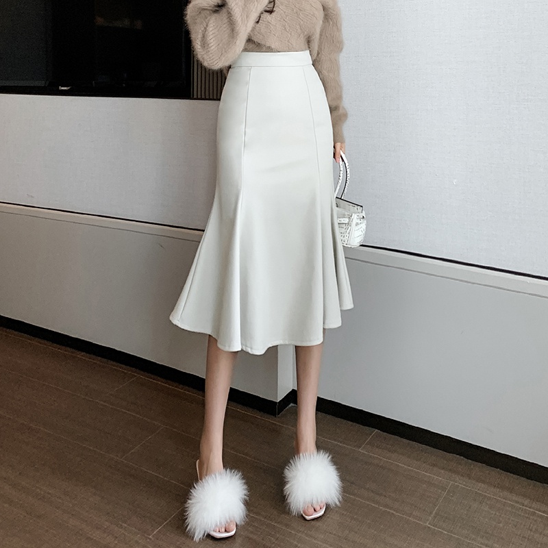 Chân Váy Da PU Dáng Đuôi Cá Phong Cách Hàn Quốc Thời Trang Thu Đông 2023