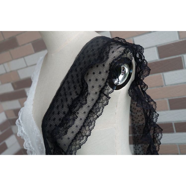 Miếng ren xếp ly trang trí lai áo/tay áo/cổ áo thủ công rộng 12-13 cm