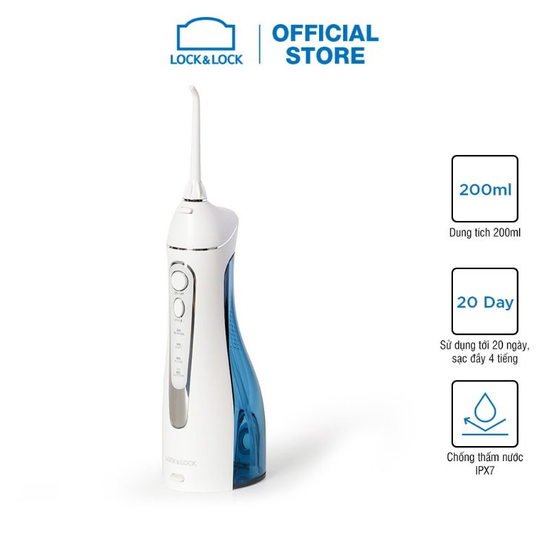 [Mã 254FMCGSALE giảm 8% đơn 500K] Máy tăm nước không dây Lock&amp;Lock Cordless Oral Irrigator 200ml