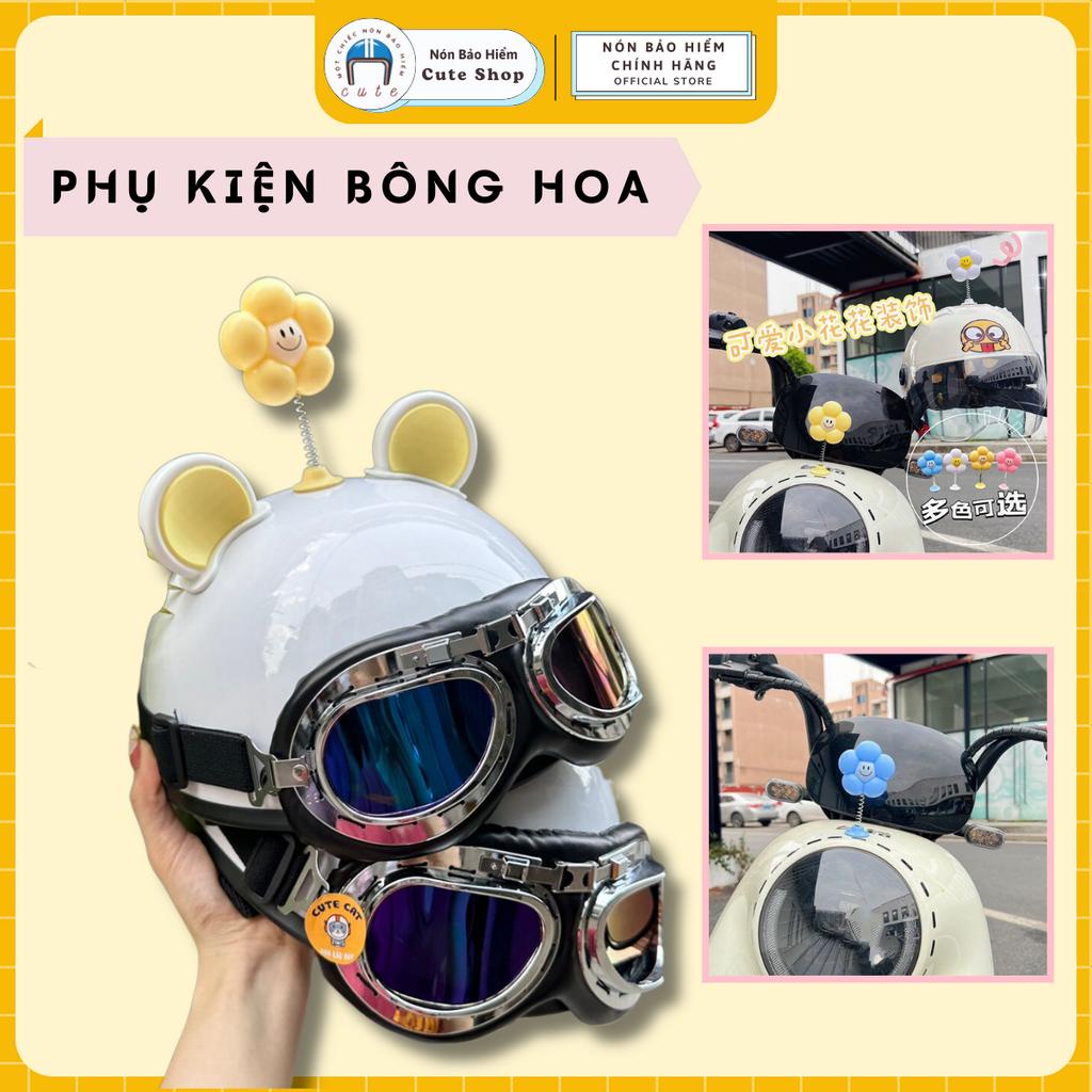 Bông Hoa Gắn Mũ Bảo Hiểm Nửa Đầu Kính Phi Công Dễ Thương, Phụ Kiện Bông Hoa Trang Trí Nón Bảo Hiểm Xinh Xắn CUTE SHOP