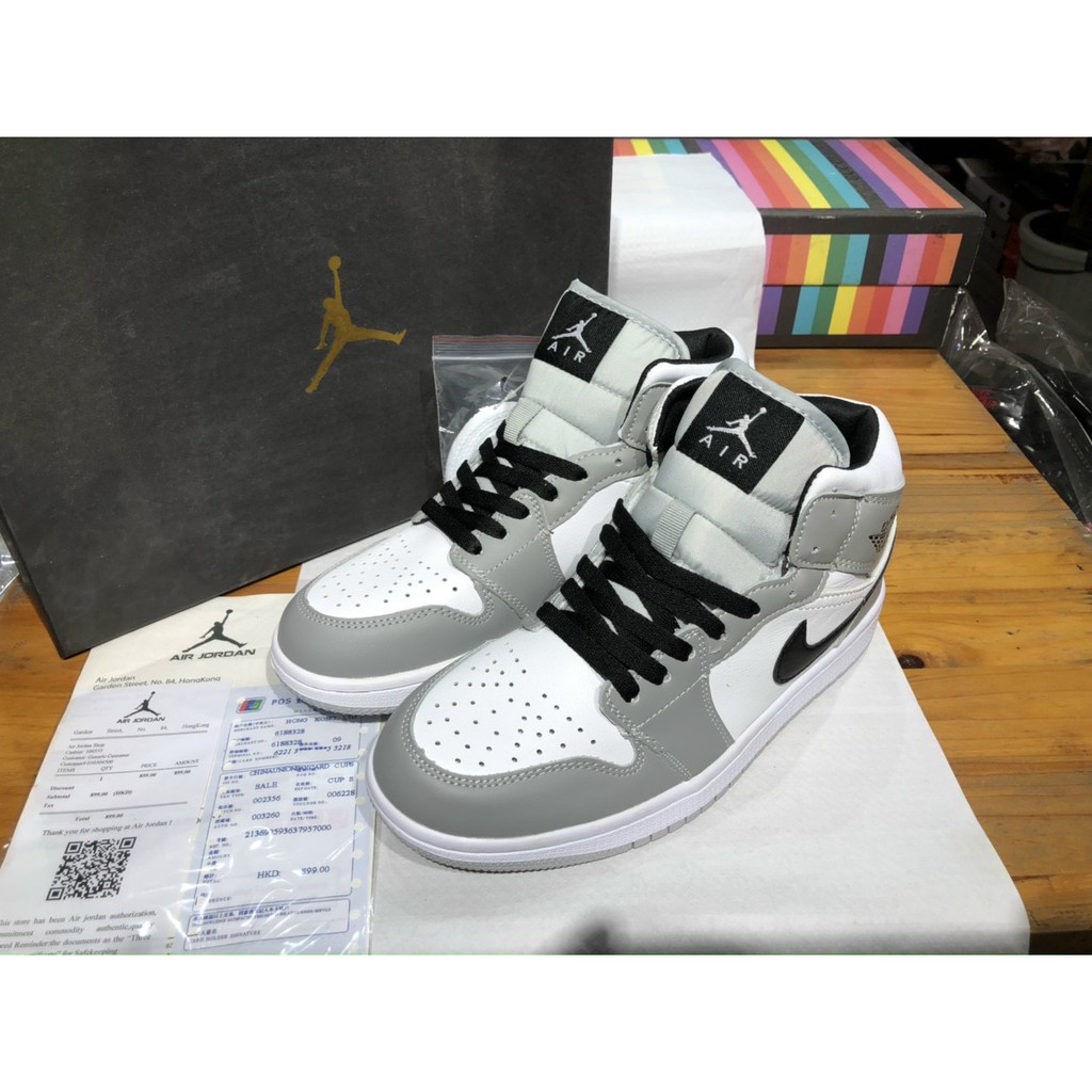 [Siêu Hot ]  Giày sneaker Jordan 1 grey/white đủ size nam nữ. Giày Jd1 xám cao | BigBuy360 - bigbuy360.vn