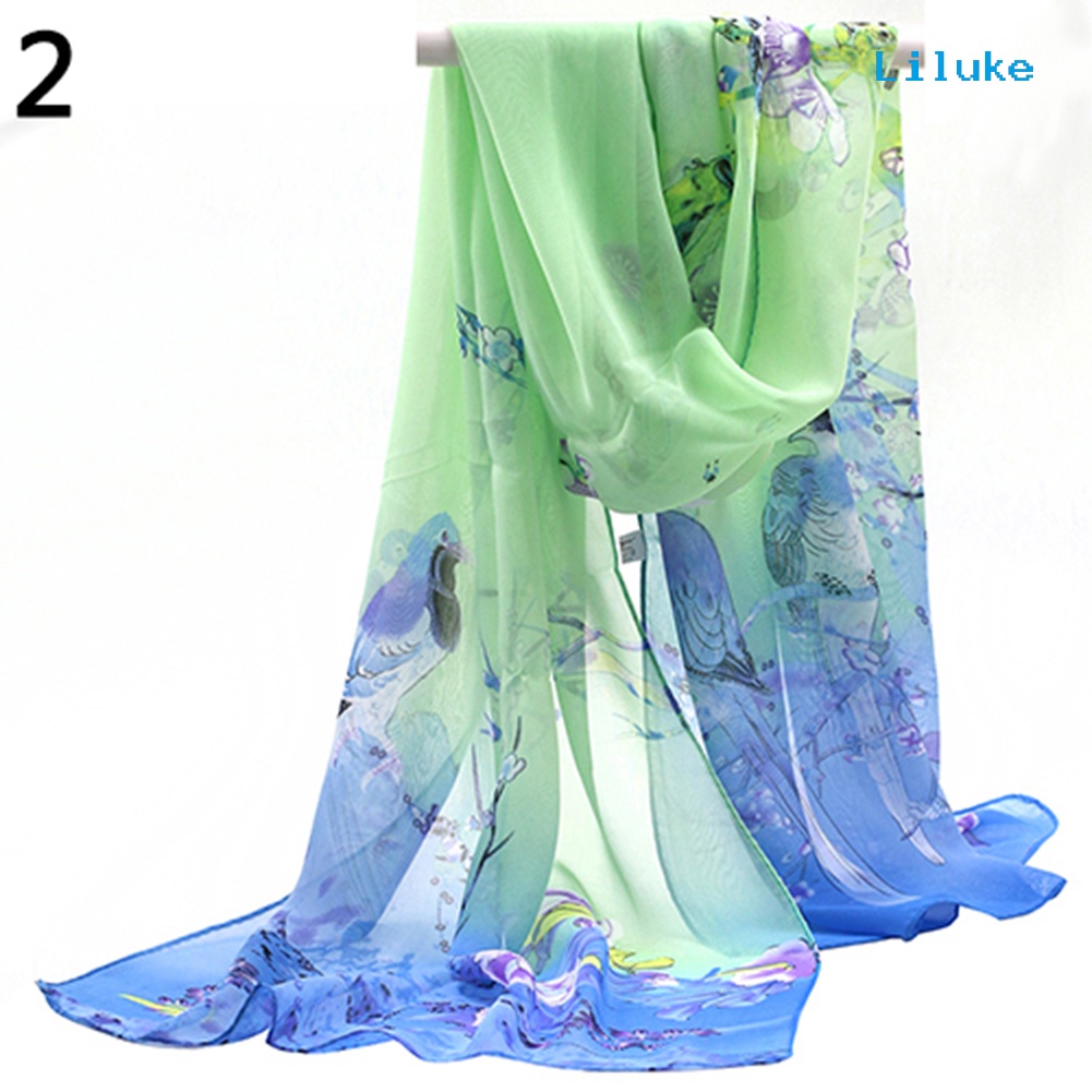 Khăn Choàng Chiffon Dài Mềm Mại In Họa Tiết Hoa Thời Trang Cho Nữ