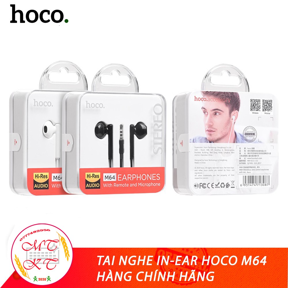 Tai nghe điện thoại chính hãng Hoco M64 ♥️Freeship♥️ Giảm 30k khi nhập MAYT30 - Tai nghe có dây chính hãng giá rẻ