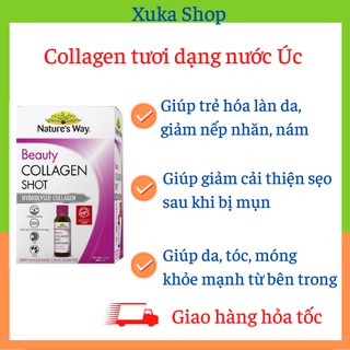 Collagen Úc, Collagen tươi dạng nước 10 lọ nhỏ Beauty Collagen Shot- Hàng nội địa Úc, có temchemmist