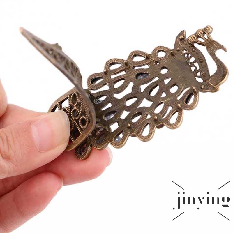 GETNOIVAS Trâm cài tóc hình chú công đính đá phong cách vintage