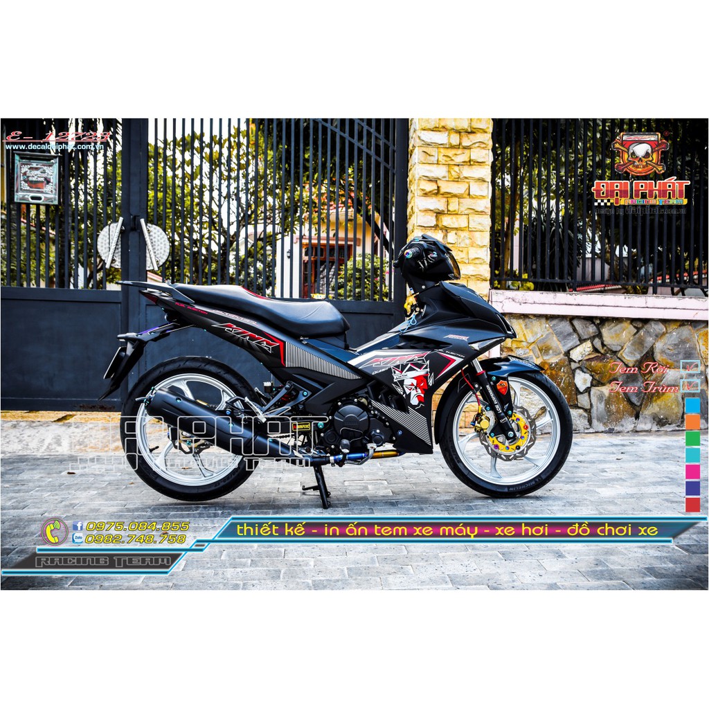 Tem Trùm Chế Exciter 150 King Drag Đen Xám Đỏ